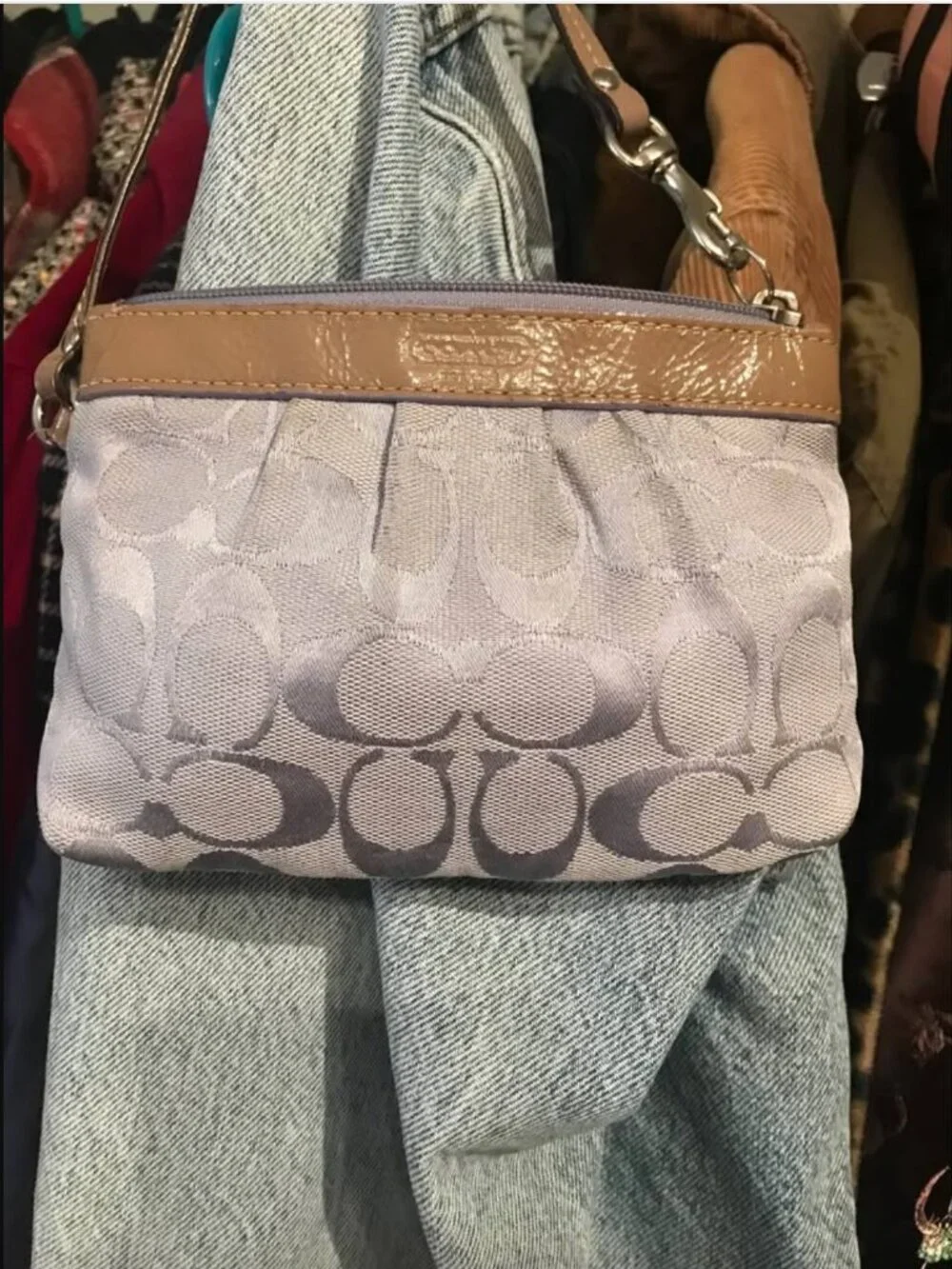 Vintage Y2K Coach Monogram Lilac Purple Wristlet